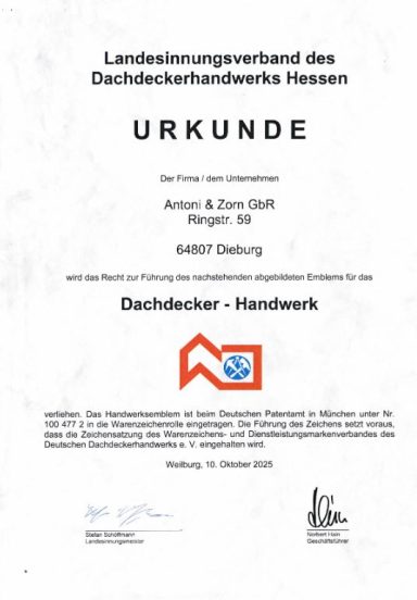 Wir sind Mitglied im Landesinnungsverband des Dachdeckerhandwerks Hessen